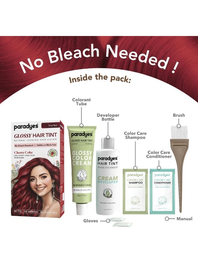 Paradyes No Bleach Cherry Coke Glossy Hair Tint, Ammonia-Free Formula for Natural Black Hair, Visible on Natural Black Hair, Includes Anti-Fade Conditioner for Long-Lasting Shine, 6.6 True Red | 160g - Image 3